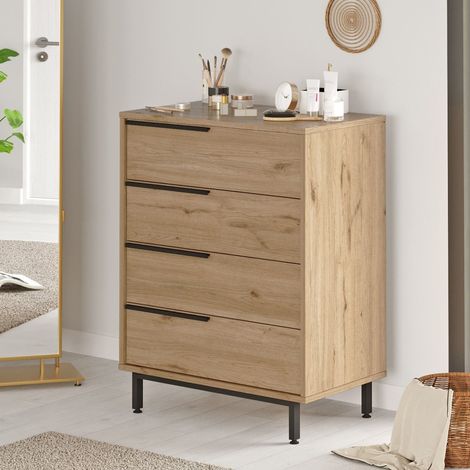 Cassettiera Lusevera, 4 Cassetti, Apertura Scorrevole, Chiusura Scorrevole, 75x45x95h cm Marrone Rovere (1/5)