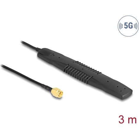 Delock Antena 5G LTE, WLAN SMA macho 2,5 dBi omnidireccional rÃ­gido negro autoadhesiva
