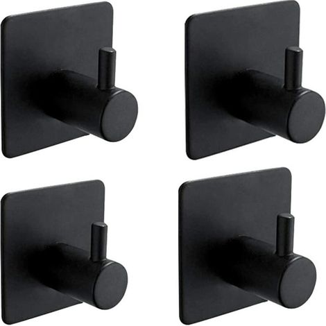 Crochet adhésif 3M pour salle de bain, crochet mural adhésif pour tableaux, sans perçage, en acier inoxydable noir (1/5)