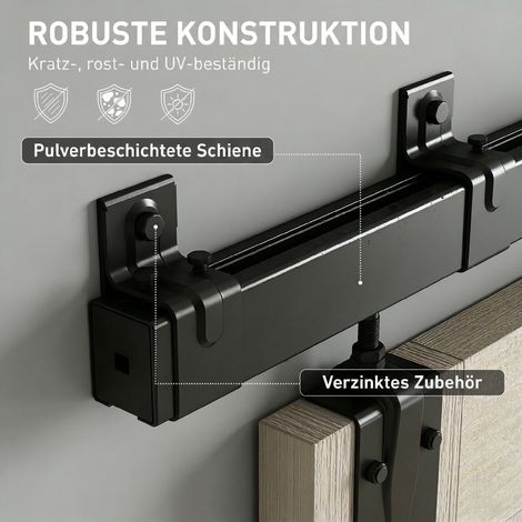 Kit de glissière pour porte coulissante lourde 183 cm noir pour porte simple (1/5)