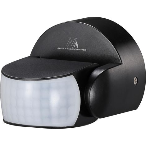 MACLEAN DÉTECTEUR DE MOUVEMENT PIR, INFRAROUGE, IP65, NOIR, PORTÉE 12M, CHARGE MAX. 600/1200W, MCE468 B