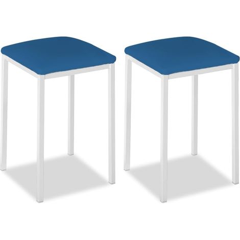 Chaise de Cuisine en métal avec Dossier Ouvert, Bleu, 35x35x45 (1/5)