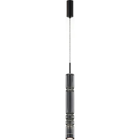 Suspension design LED – abat‑jour verre taillé gris SOLANA (1/5)
