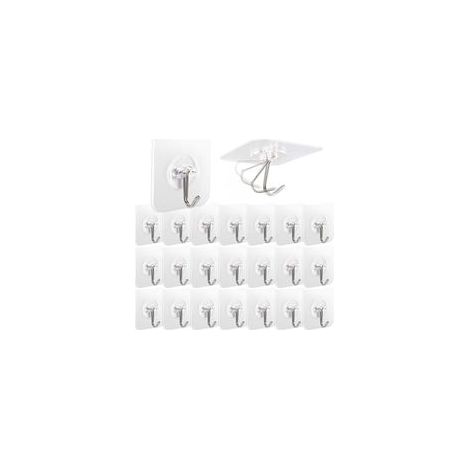 22 Pièces Crochet Adhésif Crochets Adhesifs Transparent Auto Adhesif, Pour Accroche Salle de 6x6cm Bain,Cuisine,Plafond,Accrocher,Mural,Porte,Peignoirs,Porte Serviette