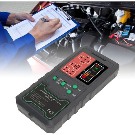 Testeur de relais automobile, testeur de batterie universel 12 V/24 V pour voitures et motos (livré avec batterie compatible) (prise standard américaine, large plage de tension 100-240 V + adaptateur (1/5)