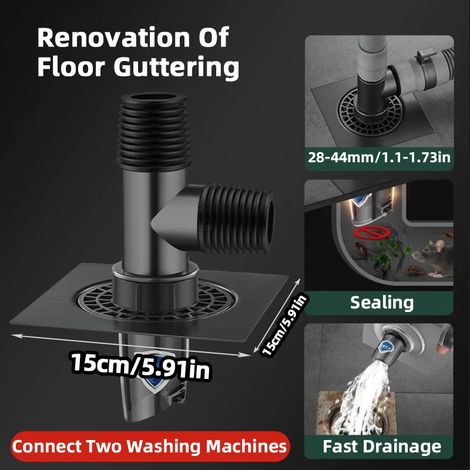-1Washing Machine Drain Pipe Floor Drain Joint Two In One Drain Pipe Tee Anti Odor And Anti Overflow (1/4)