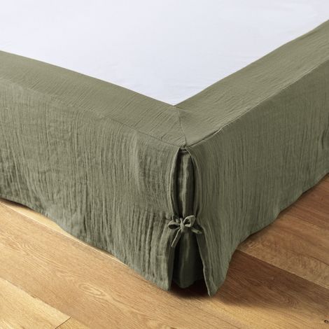 Cache sommier gaze de coton Gaia 90x190cm Romarin (1/3)