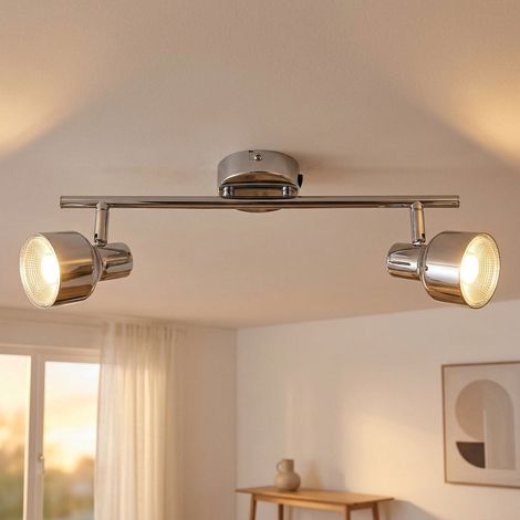 Plafonnier Plafonnier Spot Spot Spot Lampe de salon Eclairage de couloir, 2 spots flamme mobiles, Chrome clair, 2x LED 4W 250Lm blanc chaud, LxPxH 38x8x16cm (1/5)