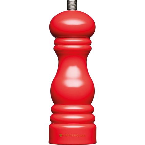 MasterClass Molinillo de Pimienta o Sal con Tapa Intercambiable, Plástico, Rojo, 17 cm