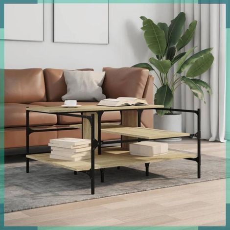 842312 Table basse chêne sonoma 100x100x48,5 cm bois d'ingénierie (1/5)