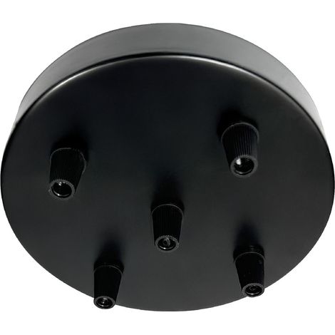 Plafonnier rond noir, métal, jusqu'à 5 câbles, diam. 150mm - Tibelec (1/5)