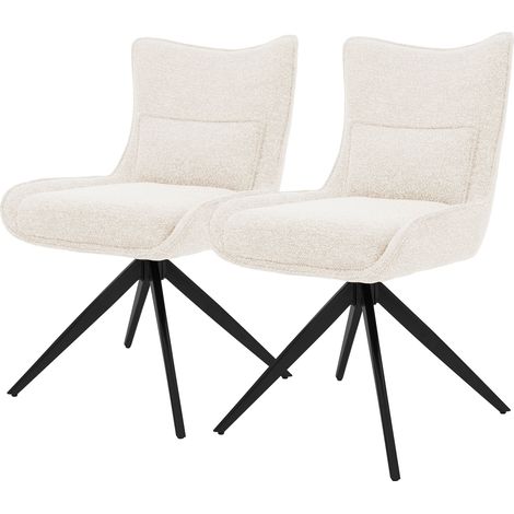 ML-Design Set 2 poltroncine da pranzo girevoli a 360° imbottite con rivestimento in tessuto gambe in acciaio e piedini antigraffio regolabili sedie moderne per cucina soggiorno e salotto beige (1/5)