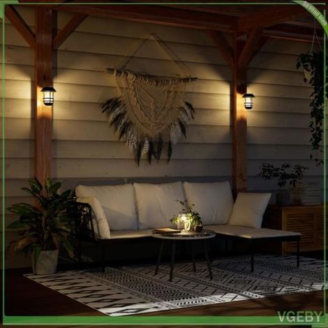 4008185 Lanternes murales solaires d'extérieur 2 pcs blanc chaud (1/5)