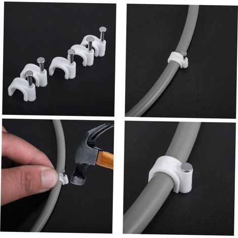 Lot de 100 Colliers de Serrage en PVC 16 MM Support Muraux Fixes pour Câbles Métalliques Clips de Câble en Acier Installation Rapide Compatible Tubes Pex (1/5)