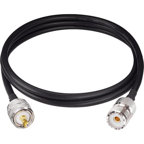 Cable Coaxial UHF PL259 male vers SO239 femelle à faible perte, fil RG58 de 10 pieds/3m (1/4)