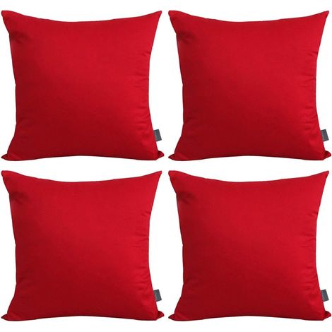 Set de 4 Housses de Coussin Décoratives Carrées 100% Coton Confortables, Housse de Coussin Vierge Sublimation pour DIY de Noël, Adaptée pour Canapé, Convertible, Lit (20x20 pouces/50x50 cm, Rouge) (1/4)
