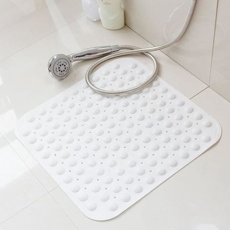 (WEISS) Extra große quadratische Badematte/Duschmatte (80 x 80 cm), VIPITH Anti-Rutsch-Massagematte mit Saugnäpfen, Weiß (1/4)