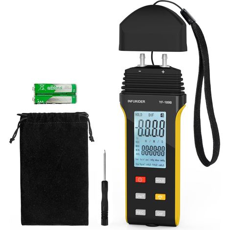 Handheld Manomètre Numérique 30Psi, 11 Unités Manomètre Différentiel, YF-189B Air Pressure Tester avec Maintien des Données, Jauge de Pression Différentielle avec LCD Rétroéclairage