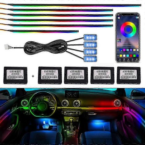 Bande lumineuse acrylique 18 en 1 Symphony pour voiture, éclairage d'ambiance RGB 64 couleurs, décoration intérieure, contrôle par application, lampe décorative pour tableau de bord (RGB 64 couleurs 1 (1/5)