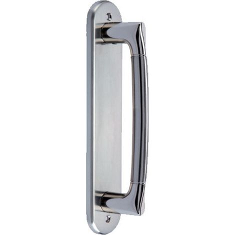 Tirador con placa Zamak níquel satinado 435