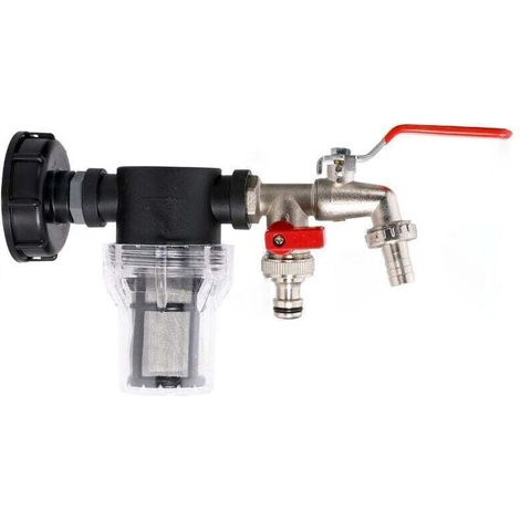 IBC-Tankhahnadapter (2 unabhängige Auslassventile) mit Filter/IBC S60 x6