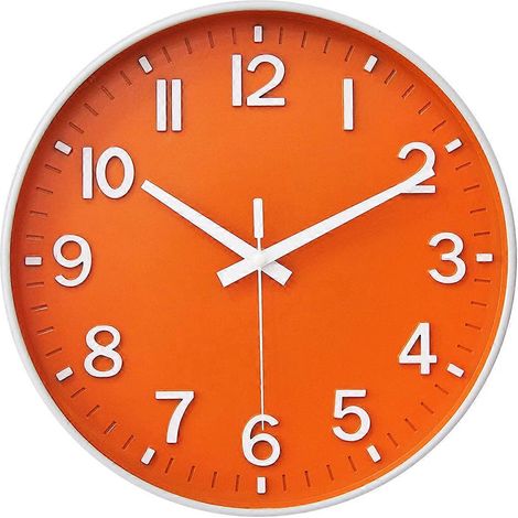 Horloge murale silencieuse de 30 cm pour salon (orange) (1/4)