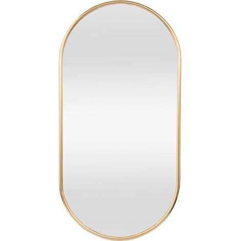 Miroir mural ovale 40 x 60 cm – Cadre en aluminium doré – Installation verticale/horizontale – Pour agrandir visuellement l'espace (1/5)