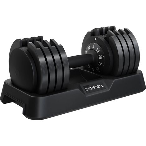 Yaheetech Haltère Réglable de Musculation Compact Haltère à Charge Variable pour Entraînement Fitness Gym à Domicile Bureau 25 kg Noir (1/5)