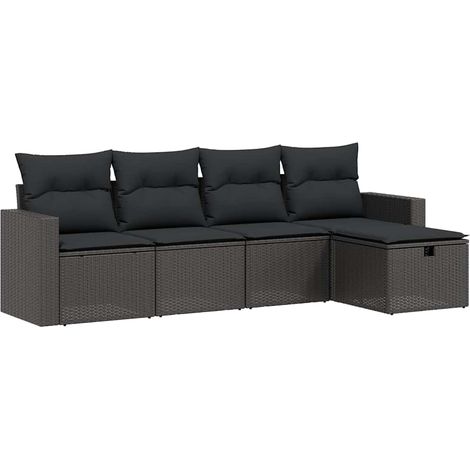 Maison Exclusive - Set Divani da Giardino 5 pz con Cuscini in Polyrattan Nero (1/5)