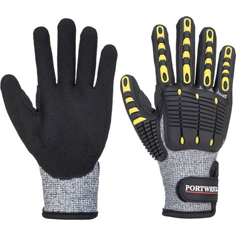 Gants anti-impact et anti-coupure niveau 4 Portwest Gris / Noir XL. (1/2)