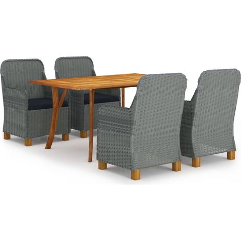 Juego de comedor para jardín de 5 piezas gris claro vidaXL (1/5)
