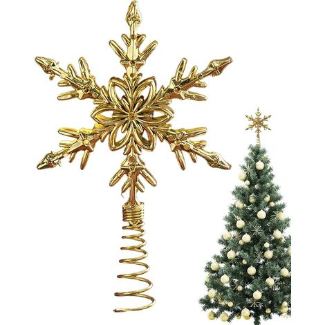 Albero di Natale dorato, girasole, stella a otto punte, fiocco di neve, decorazioni natalizie dorate per hotel e ristoranti