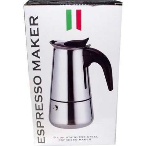 Cafetière - Acier Inoxydable - 9 Tasses - Poignée Bakélite - Compatible Tous Feux Sauf Induction - 1 Pièce (1/4)