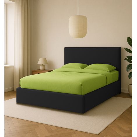 letto matrimoniale contenitore "zoom" in ecopelle nero 160x190 cm (1/4)