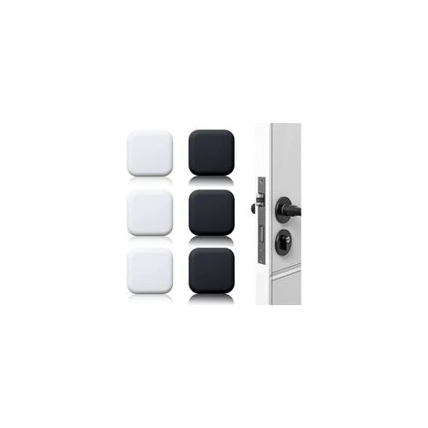 Butoir de porte mural adhésif 6 pièces – Caoutchouc noir et blanc 45mm x 45mm – Adhésif puissant pour surfaces lisses - 45mmx45mm (1/4)