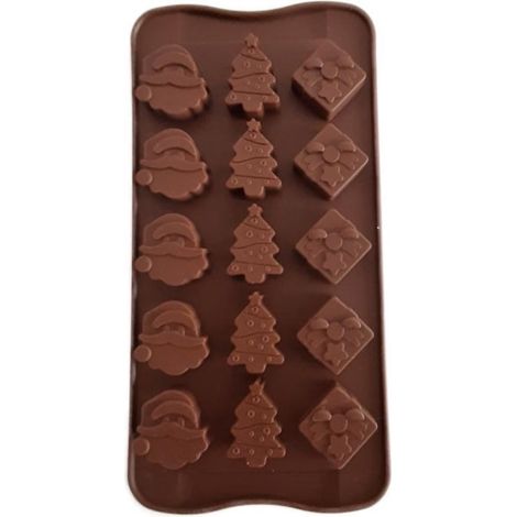 Moule à chocolat et glaçons – Forme Père Noël – Paquet – Sapin de Noël – Fondant et mousse – Décoration festive