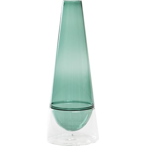 Vaso Conosfera 100 in vetro borosilicato soffiato a mano, design elegante color verde lago, tecnica incalmo per un complemento d'arredo unico (1/5)