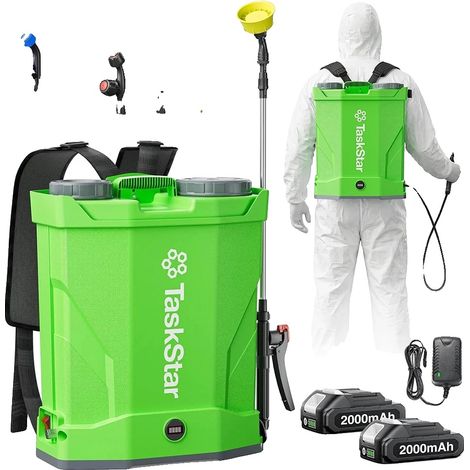 Pulvérisateur à dos sans fil, réservoir de 16L, pompe électrique de 100 PSI, avec batterie 2 de 2,0 Ah (1/2)
