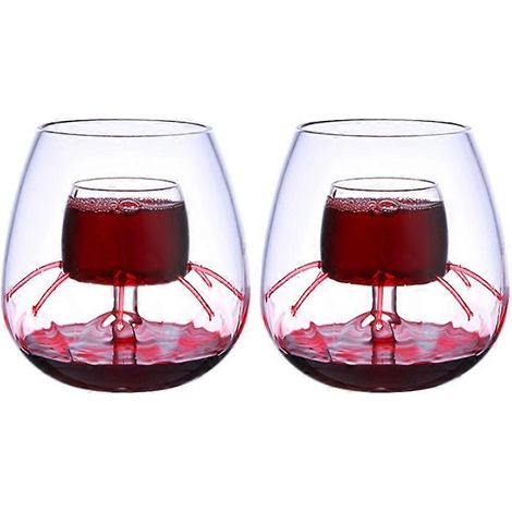 Geschenkset bestehend aus 2 durchsichtigen Weingläsern, 520 ml x 2, mit Doppelausguss, ideal für Partys und Empfänge. (1/5)