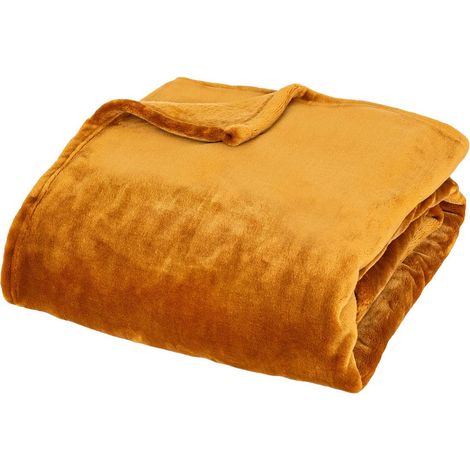 Cuddly Flannel Throw Amarillo Mostaza 130x180cm - Atmosphera créateur d'intérieur