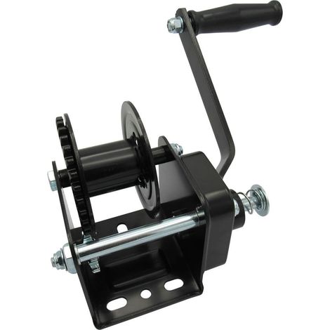 Black Manual Hand Winch with Brake 2000LB (900KG ATV Car Boat Trailer Puller) (1/5)