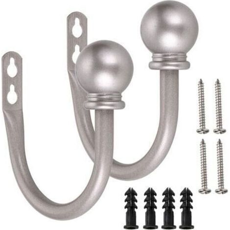 Ein Paar leichte Metallgardinenhaken – Retro-Wandgardinenhalter, Wandhaken, Quastengardinenhalterungen (grau)