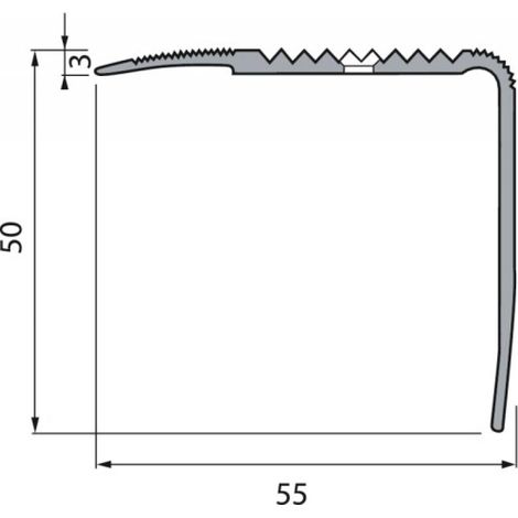 Dinac – Nez de marche en aluminium anodisé strié – Longueur 190mm – 16 trous pour installation facile – Sécurise les zones à fort passage