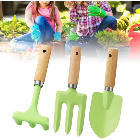 Ensemble d'outils de jardin en métal et matériau naturel 3 pièces avec manche en matériau naturel: pelle pour plantes grasses, Ensemble de bricolage (1/5)