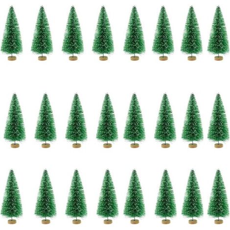 Lot de 24 mini sapins de Noël - 4,5 cm - Pour décorations DIY, boules à neige, gâteaux - Accessoire de Noël (1/5)