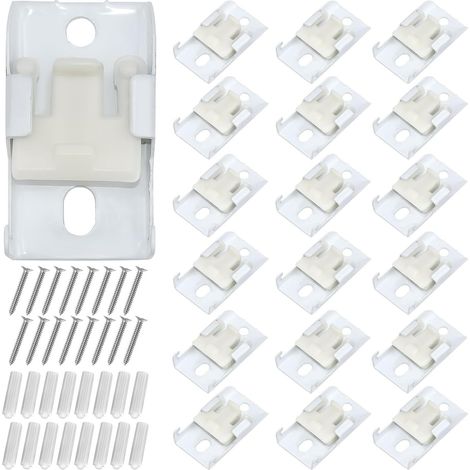 Support de plafond en 18 pièces pour tringles/rails à rideaux, universel et à montage par le haut, comprenant un ensemble complet de mastic fileté. (1/5)