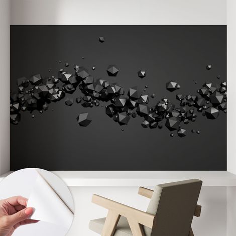 Papier peint adhésif autocollant pour salon chambre à coucher peint imprimé Installation facile Solides noirs 104x70 cm (1/5)