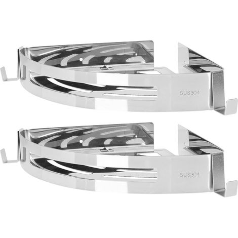 Étagère d'angle de salle de bain Baluue, 2 pièces, grande capac 2 pièces, grande capacité de charge, structure renforcée en acier inoxydable (1/5)