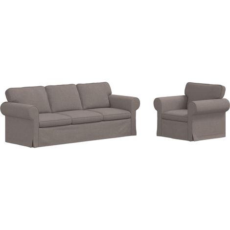 Ensemble de Canapés 2 pcs Salon de jardin Taupe 215 x 82 x 80 cm tissu (1/5)