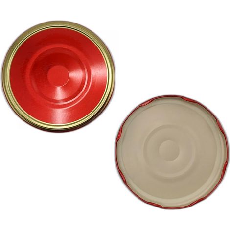CAPSULE CON FLIP CLIC CLAC mm.110 ROSSO/ORO pz.5 COPERCHI PER BARATTOLI GRANDI (1/5)